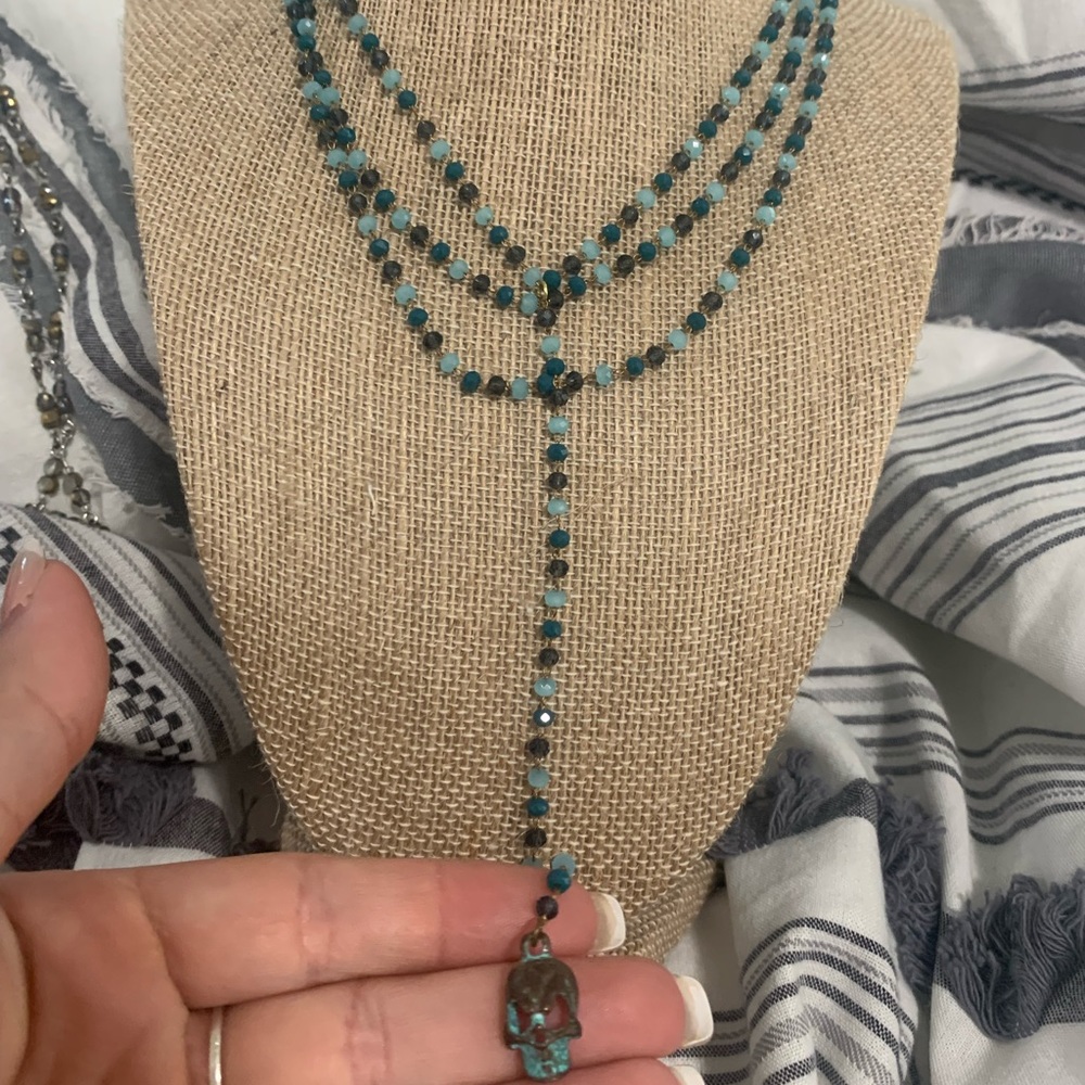 Raw and rebellious lariat multi layered necklace